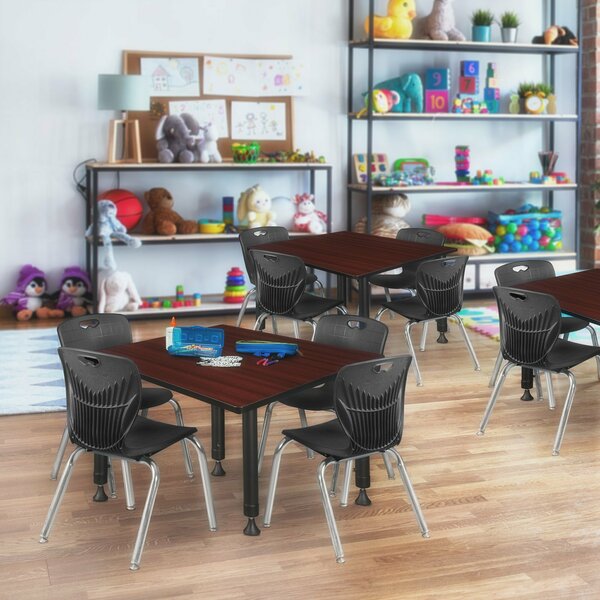Regency Tables > Height Adjustable > Square Table & Chair Sets, 48 X 48 X 23-34, Mahogany TB4848MHAPBK45BK